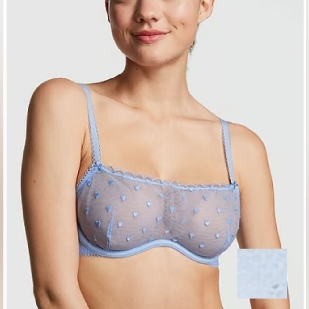 Victoria's Secret PINK Wink Unlined Scoop Bra Size XL Harbor Blue